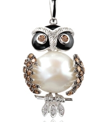 owl made of pearl onyx quarts diamonds